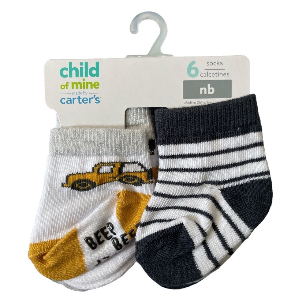 Child of mine Carters newborn socks 6 pack # 1022
